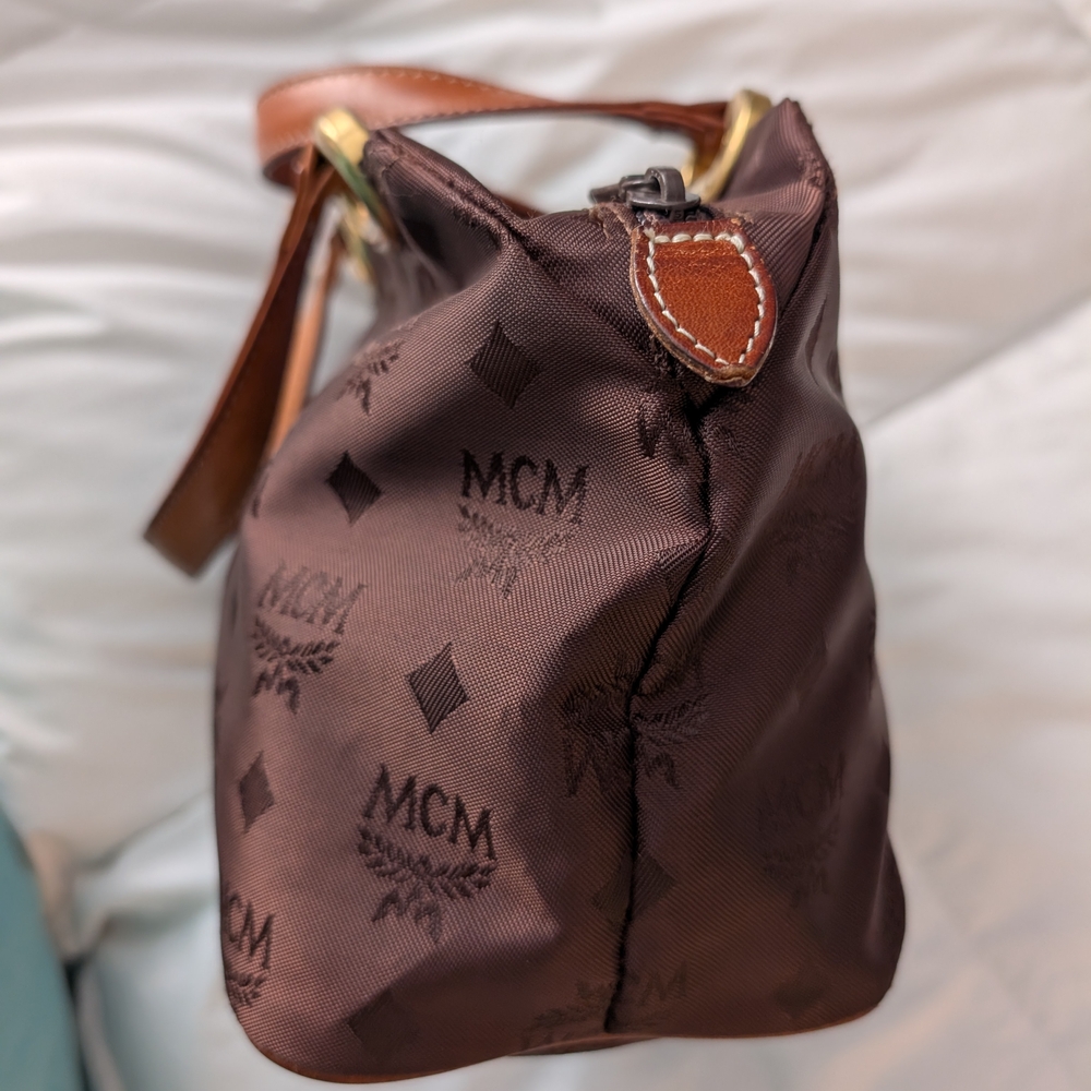 MCM Dark Brown Visetos Nylon Satchel - Picture 6 of 12
